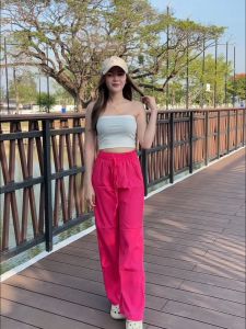 SpinnyHouse กางเกงเอวสูง กางเกงเก็บพุง ทรงขากระบอก ผ้าไมโคร 🌈 แมชง่าย ให้งานสวย 💛 ไมโคร P402A