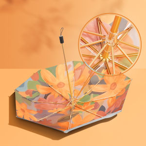 Womens Foldable Umbrella UV Protection UPF50+ Double Layer Retro Sunshade Umbrella Rain And Sun Dual Purpose Sun Blocking