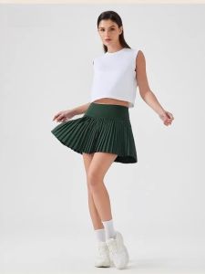 Retro Green Seamless Golf Shorts Womens Quick Dry Running Skirt Regular Length Tennis Outfit No Trace Bare Sensation Summer New Style
