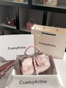 New Chinese Style Embroidered Cueby Kittie Womens Crossbody Bag Single Shoulder Bag Boston Bag Large Capacity Leather Handbag