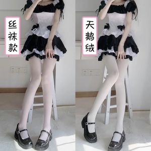 สไตล์ญี่ปุ่นผ้าไหมสีขาว JK Lolita Swan กํามะหยี่ Pantyhose สําหรับผู้หญิงบางส่วนฤดูร้อน Maiden สไตล์รูปแบบสีบริสุทธิ์