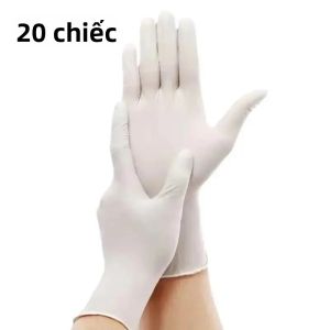 20/50/100 Chiếc Găng Tay Nitrile Trắng Dùng Một Lần Cho Làm Tóc Hộ Gia Đình Rửa Bát Đĩa Vệ Sinh Thú Cưng Hình Xăm Dụng Cụ Lót Mịn Cao Su