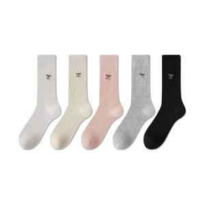 JIAZINI | ถุงเท้าบัลเลต์โบว์ ผ้าฝ้ายตาข่ายระบายอากาศ ถุงเท้ายาวกลางน่อง สำหรับฤดูร้อนบาง