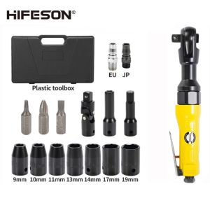 HIFESON Pneumatic Air Ratchet Wrench Adjust Torque Spanner Wrenchs lever Square Drive Straight Shank Professional Tool 1/2 3/8 1/4 Auto Bicycle Motorcycle Repair Tools Home DIY Work Engineering 4S Shop Professional Supplies