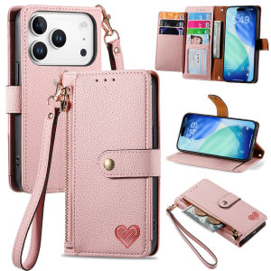 szhaiyu | PU Leather Zipper RFID Wallet Card Slots Phone Case Wrist Strap for IPhone 17E 16E 17 Air 15 14 Plus 13 12 11 Pro Max Flip Cover