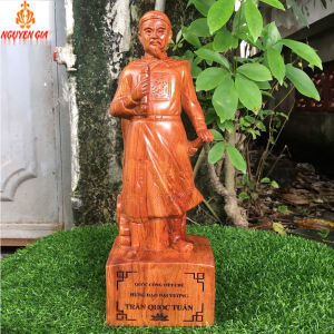 Tượng trần hưng đạo hưng đạo vương trần quốc tuấn bằng gỗ hương cao 40 cm trạm khắc tinh xảo sắc nét giúp trấn trạch hóa hung hỗ trợ công danh sự nghiệp mang lại may mắn bình an cho gia chủ