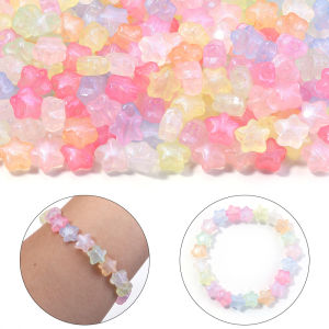 Wholesale 50Pcs Mermaid Color Luminous Acrylic Star Loose Spacer Beads For DIY Bracelet Necklace Jewelry Making Supplies