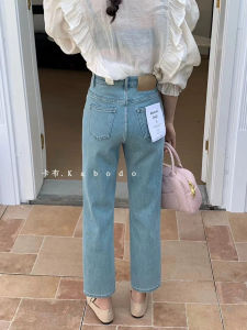 กางเกงยีนส์ทรงตรงเอวสูง ความยาวสามส่วน แฟชั่นฤดูใบไม้ผลิและฤดูร้อนสำหรับผู้หญิง กางเกงยีนส์ทรงสลิมฟิตจาก Tagkita