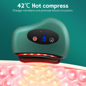 Agdoad Electric Guasha Heated Massager Hot Compress Dredging Detox Meridian Lymphatic Soothe Tense Muscles Facial Lifting Device