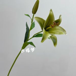 Nordic Style Light Luxury PU Lilies Artificial Flowers Vase Wedding Home Decoration Fake Flowers Green Plants Simulation