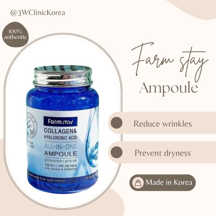 FARM STAY Collagen & Hyaluronic Acid All in One Collagen Ampoule [250ml ...
