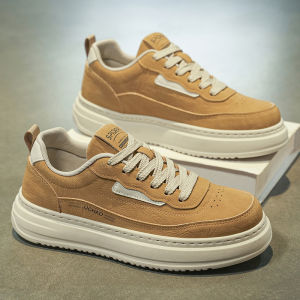 Mens Casual Shoes Breathable Thick Bottom British Style Retro Fashion Spring Autumn round Toe Laced up Leather Sneakers