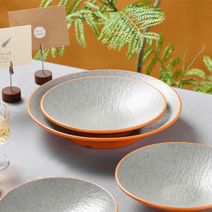 Commercial Deep round Dish Resin Imitation Porcelain Korean Japanese Style Serving Plate Pasta Dish Restaurant Special Dish
