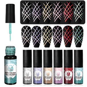 Bộ Sơn Móng Tay Gel Hiệu Ứng Đá Lấp Lánh Groillim 6 Lọ 5ml Dụng Cụ Vẽ Móng Nghệ Thuật Trang Trí Móng Tay Tự Làm