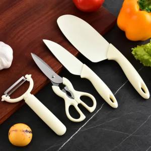 WXCOO 5pcs Stainless Steel Kitchen Knife Set Slicing Knives Chopping Scissors Fruit Peeler Lightweight All in One for Home Tools