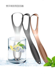 Stainless Steel Tongue Cleaner Fan Type Wide Handle Tongue Scraping Tool Oral Care Dental Cleaning Device Universal Purpose