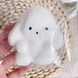 CISWGE Kawaii Flocking Bunny Taba Squishy Stress Relief Decompression Toy Squeeze Plush Rabbit Anti Stress Fidget Toys For Adult Kids Gift