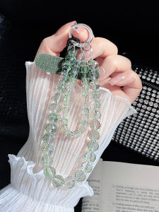Crystal Phone Chain Pendant Womens Light Green Gem New Arrival Mobile Phone Lanyard Key Pendants Bag Lanyard Pendant Fancy High-End Classy Original Glass Satchel Beaded Card Back Clip