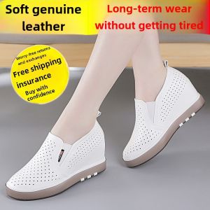 Hidden Heel White Shoes Womens 2024 New Arrival Summer Breathable Easiest for Match One Pedal Loafer Womens Sports Wedge Shoes