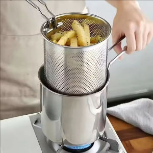 YESPERY Deep Frying Pot Kitchen Fryer With Strainer Stainless Steel Tempura Fryer Pan Fry Pot Fried Chicken Cooking Tools