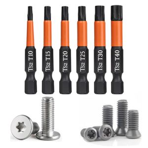 6-Piece Star Screwdriver Bit Set 1/4 Hex Shank Screwdriver 2 T10 T15 T20 T25 T30 T40 Star Screwdriver Bits Versatile