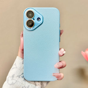 Fashionable Minimalist 16/15/14 pro Max/13/12 pro Phone Case with Lens Film Dust Net Crystal Lychee Pattern Full Cover Ins Style