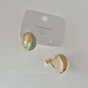 ต่างหูรูปวงกลมเคลือบอีนาเมลสไตล์ฝรั่งเศสย้อนยุคแบบห้อย ต่างหูแบบไม่เจาะรู ต่างหูแบบไม่เจาะรูสำหรับผู้หญิง ต่างหูแบบไม่เจาะรูแบบไม่มีร่องรอยของแมลง