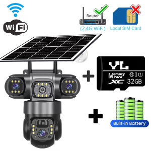 V380PRO 3 Lens WiFi Solar Camera HD 15MP 360 Outdoor Waterproof CCTV Night Vision Two-Way Audio Camera Mobile Tracking IP Camera