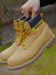 Caterpillar Boots For Men: Classic Mens Genuine Leather Steel Toe Boots Safety Shoes Outdoor High Cut Work Boots With Box