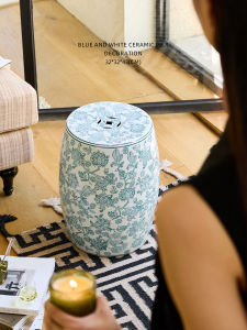 Blue and White Porcelain Ceramic Stool for Shoe Changing