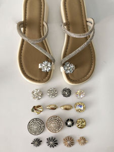 New Arrival Summer Sandal Buckle Flip-Flops Metal Shoe Repair Accessories Decorative Buckle Slippers Thumb Rhinestone Button Accessories