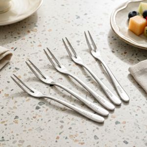 YUANSHANZHU | Heavy Duty Stainless Steel Fruit and Dessert Forks 5 Pieces