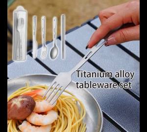 Titanium Long Handle Spoon Outdoor Camping Light Titanium Cookware Cutlery Fork EDC Environmental Outdoor Picnic Accessories