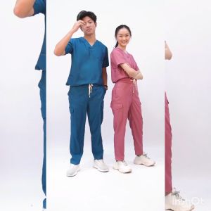 [Lvin] Vol I - Baju OKA Celana Reguler Fit Lengan Pendek / Baju Jaga / Set Baju Celana Jaga Oka / Dokter Lengan Pendek / Baju OK / Bright Series