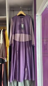 Baru Gamis Muslimah Upmore Haniyah Purple Cotton Symphoni Cotton Meca Premium