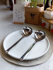 Stainless Steel 304 Soup Spoon Strainer Set of 2 Hot Pot Soup Shell High Aesthetic Control Hook Large round Spoon Kitchen Utensils