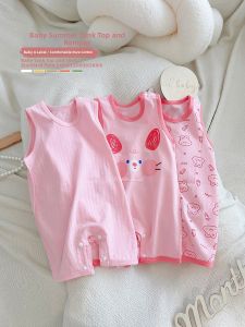 cat and  fish | Sleeveless Cotton Onesie Summer Wear