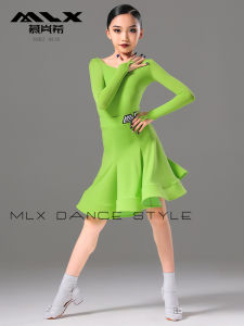 MLX Kids Latin Dance Costume Standard Competition Outfit Separate Set Dance Training Performance Clothes Childrens Sportswear