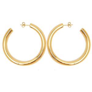 Stainless Steel Classic Gold Color Hollow Thick Loop Large Circle Hoop Never Fade C-Ring Piercing Earrings for Women Jewelry