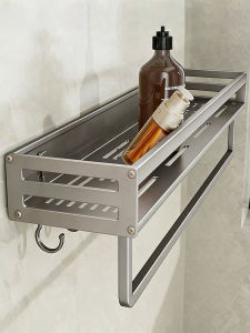 Aluminum Bathroom No Drilling Shower Corner Shelf Bathroom Shelf With Towel Bar Shampoo Holder Toilet Rack Accessories