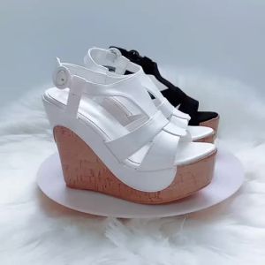 Foreign Trade plus Size 12 cm Wedge Platform Hollow Sandals Thick Bottom Wedge High Heels Womens Foreign Trade Wedge Sandals