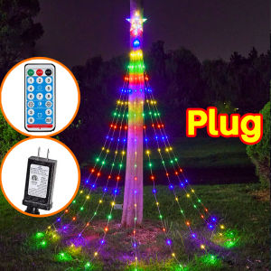 Waterfall String Light Christmas Tree lights 3.5M 420 LED Remote Control Waterproof Light Christmas Decorations Star String Lights for Fairy Light for Garden Wedding