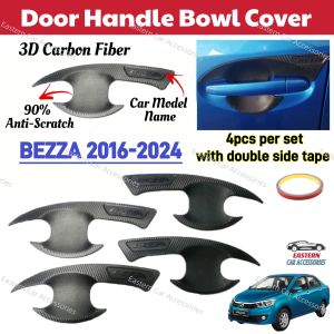 Car Door Handle Bowl BEZZA 2016-2024 3D Carbon Cover Protector Anti Scratch Accessories