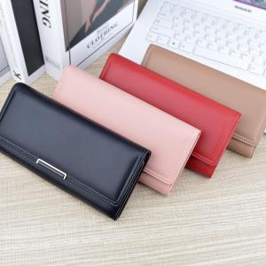 Long Fashionable Minimalist Womens Wallet Large Capacity Soft Leather Clutch Three Fold Card Holder Korean Style Handbag