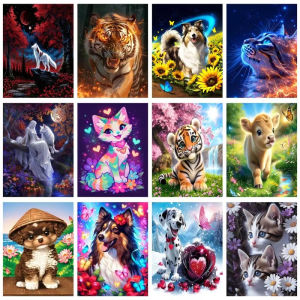BILIBILI | DIY Pictures By Number Cat Dog Animal Kits Painting By Numbers Hand Painted Picture Art Drawing on Canvas Home Decor