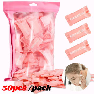 50 Pcs Disposable Compressed Towels Portable Cotton Disposable Absorbent Towels for Outdoor Travel Movement Camping Makeup Ready