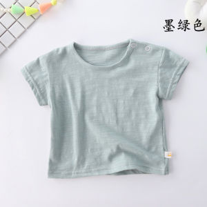 เสื้อยืดเด็กทารกแขนสั้นแบบบางพิเศษใส่ช่วงฤดูร้อนสำหรับเด็กทารกชายเสื้อผ้าฝ้ายแท้สีขาวใส่ช่วงฤดูร้อนสำหรับเด็กหญิงแขนสั้นสำหรับเด็ก