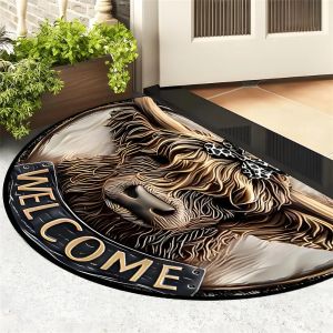 VIKAMA Highland Cow Welcome Door Mat Anti-Slip Washable Entry Mat Kitchen Bedroom Carpet Home Decoration