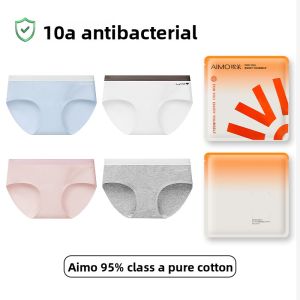 AIMO | Pure Cotton Antibacterial Extended Crotch Triangle Shorts Underwear For Women Invisible Comfortable Breathable Briefs