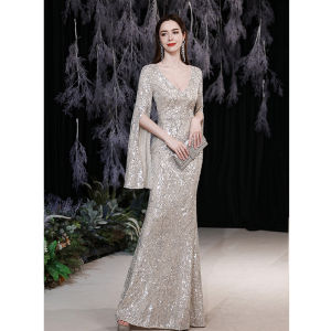 Elegant Fish Tail Evening Gown for Women Hostess Sparkling Long Dress High-End Customized Formal Ball Gown Korean Style